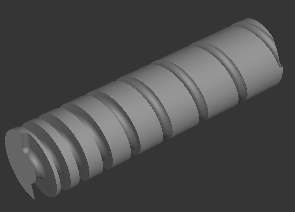 Helical slot on a cylindrical surface