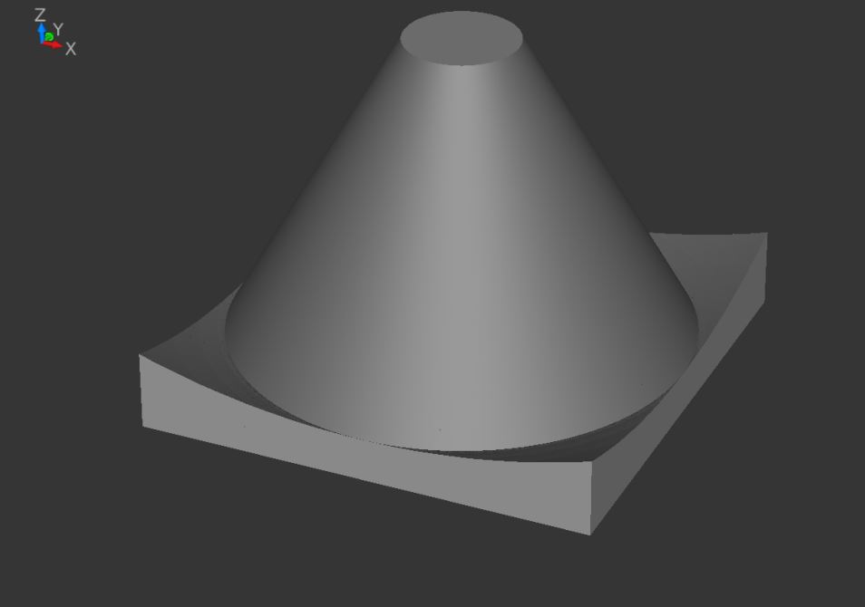 Réalisation d'un cône par l'inclinaison de l'axe B et la rotation de l'axe C